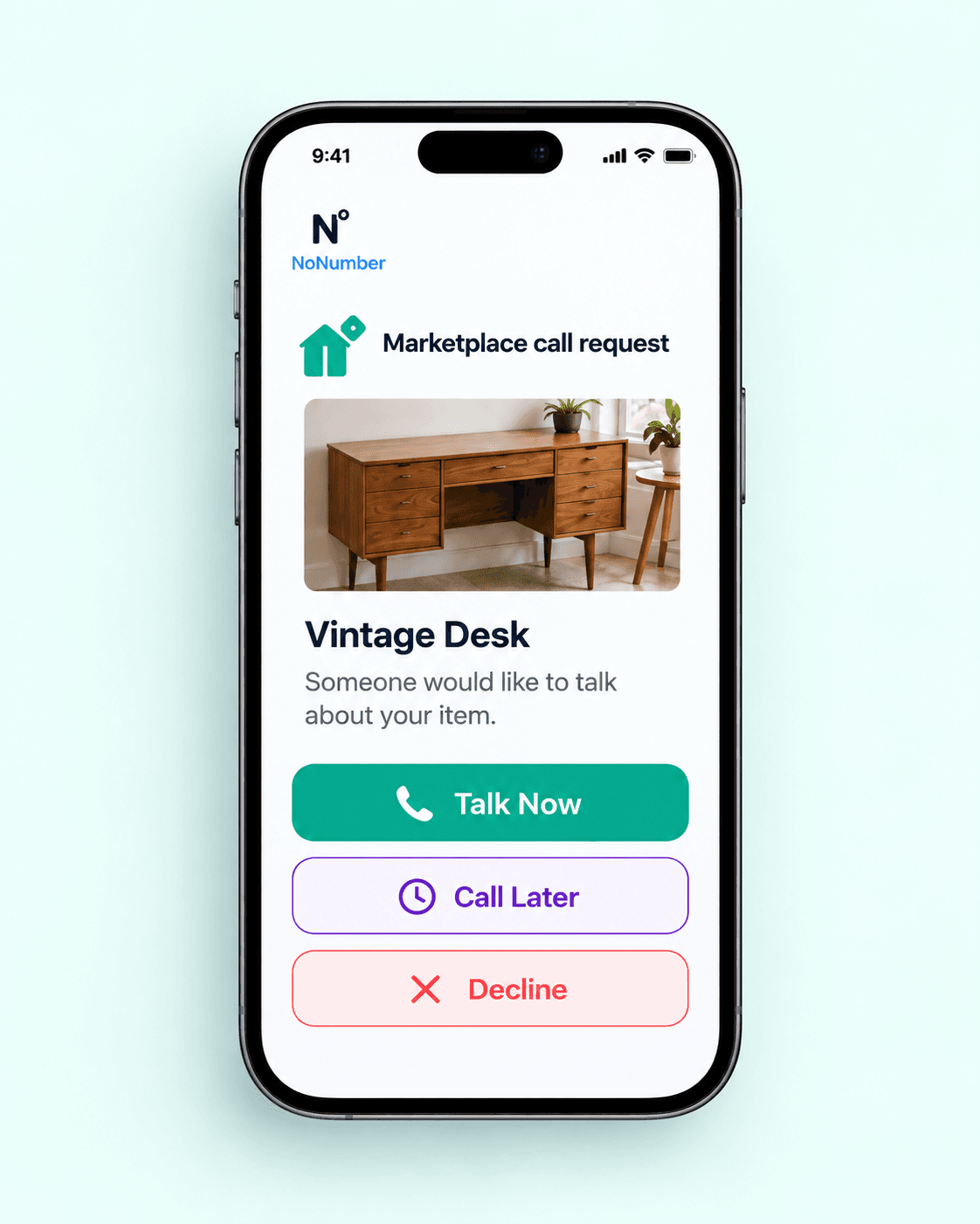 Seller choosing Talk Now, Call Later, or Decline